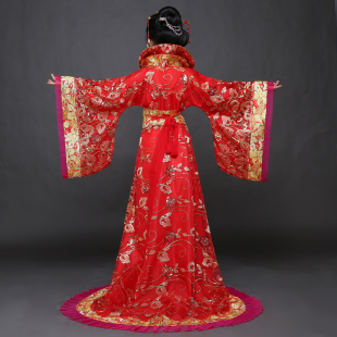 儿童古代服装唐朝贵妃皇后拖尾女孩公主仙女宫廷汉服女童舞蹈演出