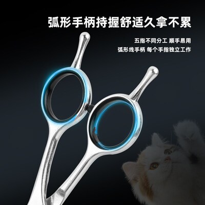圆头安全仿刮伤宠物美容剪刀猫狗狗剪毛专用直剪牙剪弯剪工具套装