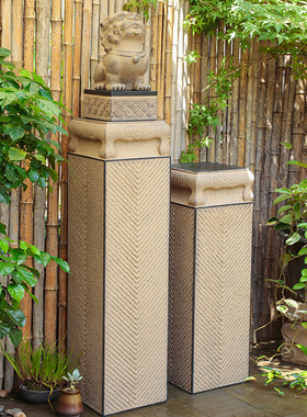 汉韵堂招财展示柱底座中式落地装饰方形展台立柱创意家居陈列柱子