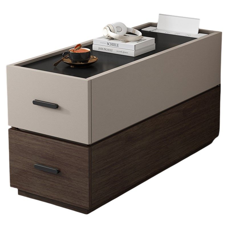 新款实木客厅沙发边几轻奢智能插座边柜极简免安装茶几岩板边角几