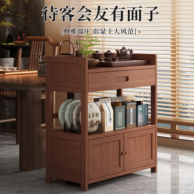 茶室置物架落地多功能博古架客厅桌边茶水柜茶叶储物柜茶具收纳柜