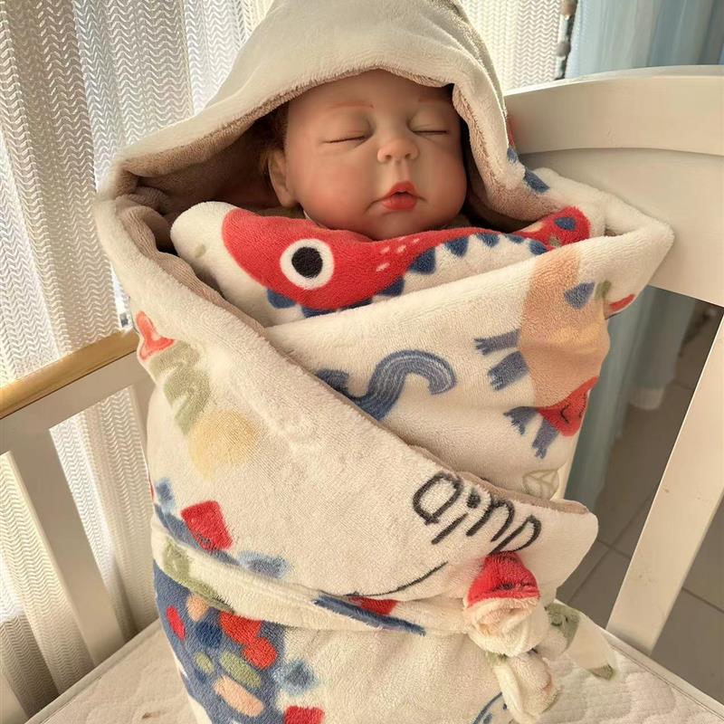 新生儿婴儿冬款包被加大尺寸宝宝春秋抱被盖毯宝宝绒保暖双层加厚