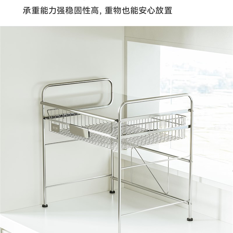 御仕家不锈钢微波炉置物架厨房台面烤箱带抽屉多功能电器收纳架子图片