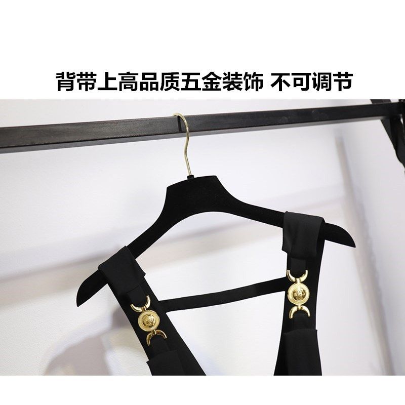设计感黑色背带裤女春夏2025高级感收腰显瘦高腰西装阔腿裤连体裤