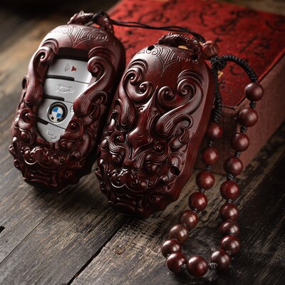 紫檀木汽车钥匙壳适用于宝马新款X5 X6 X7 X4 X3 X1 X2改装钥匙包