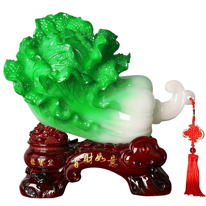 百财如意玉白菜摆件招财客厅玄关电视柜玄关轻奢饰品店铺开业礼品