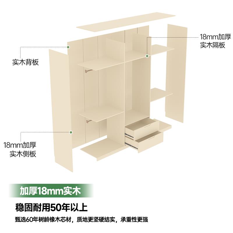 政府补贴实木橡木一门到顶隐形凹槽拉手衣柜定制家用主卧大衣橱