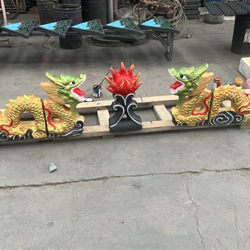 仿古古建配件陶瓷龙跑兽二龙戏珠青瓦龙琉璃瓦龙双龙戏珠屋顶脊瓦