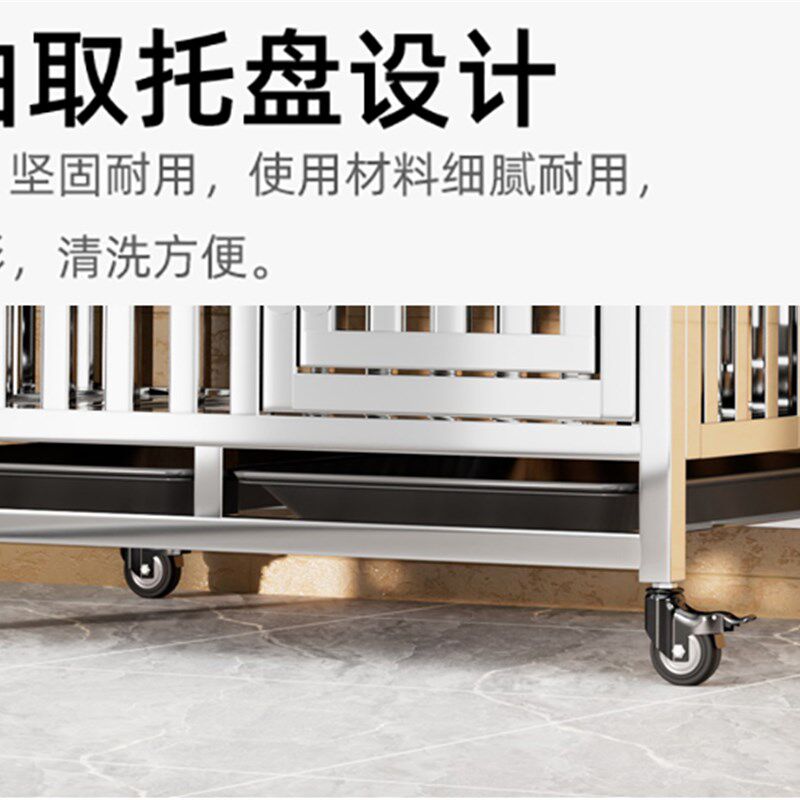 不锈钢折叠狗笼中型犬狗笼子带厕所方管室内边牧宠物金毛中大型犬
