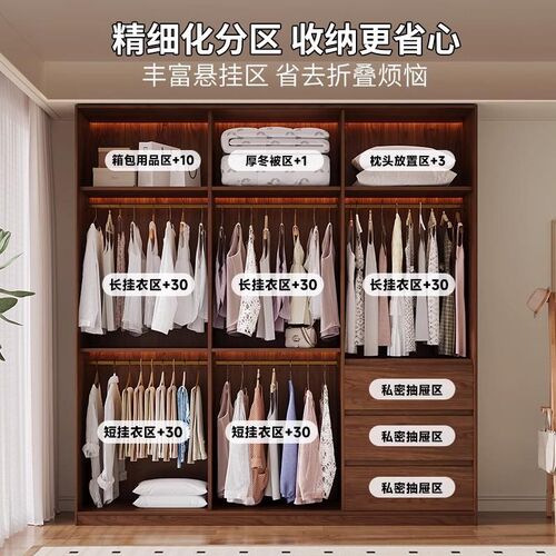 ENF级拉门衣柜家用卧室收纳柜出租房一柜到顶儿童大衣橱可定制