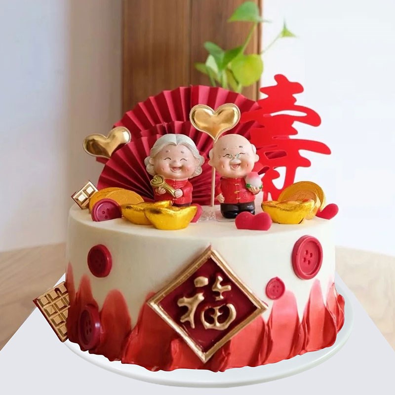 塑胶仿真生日蛋糕模型2024网红祝寿水果寿桃假橱窗流行样品定制