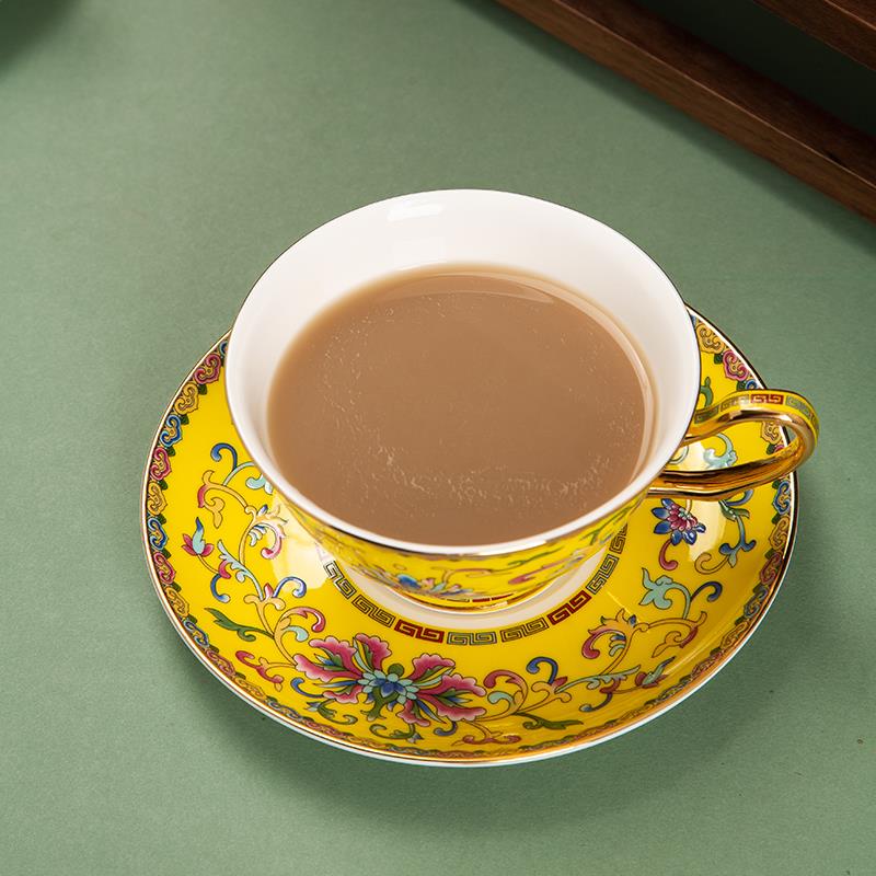珐琅彩水杯茶杯下午茶牛奶杯早餐杯燕麦杯咖啡具杯景德镇陶瓷茶具