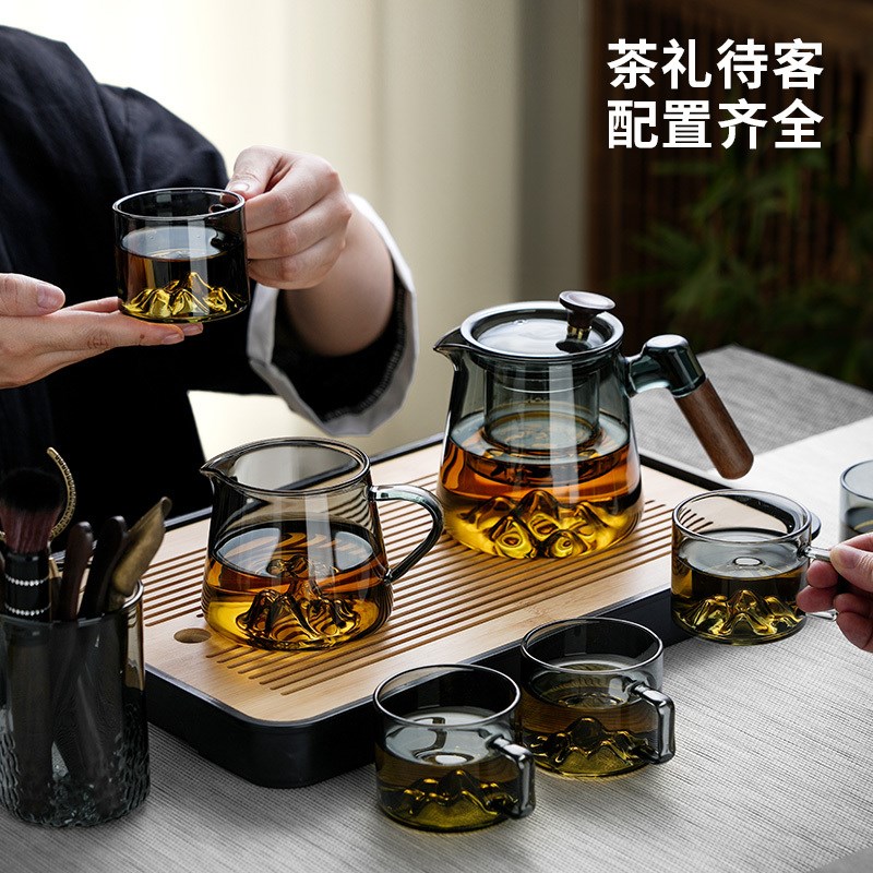 大容量玻璃茶具套装家用煮茶泡茶茶盘喝茶杯子待客办公室轻奢高档