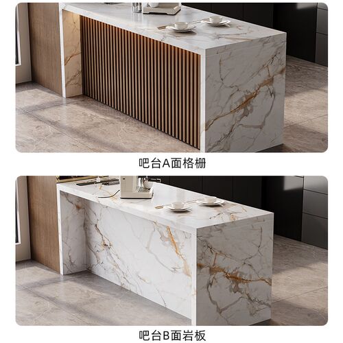 金牌岩板岛台餐桌开放式吧台一体轻奢厨房隔断多功能中导台操作台