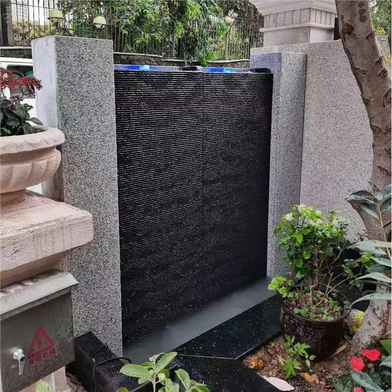 天然石材流水墙喷泉庭院瀑布水景公司屏风别墅水幕墙景观石头摆件