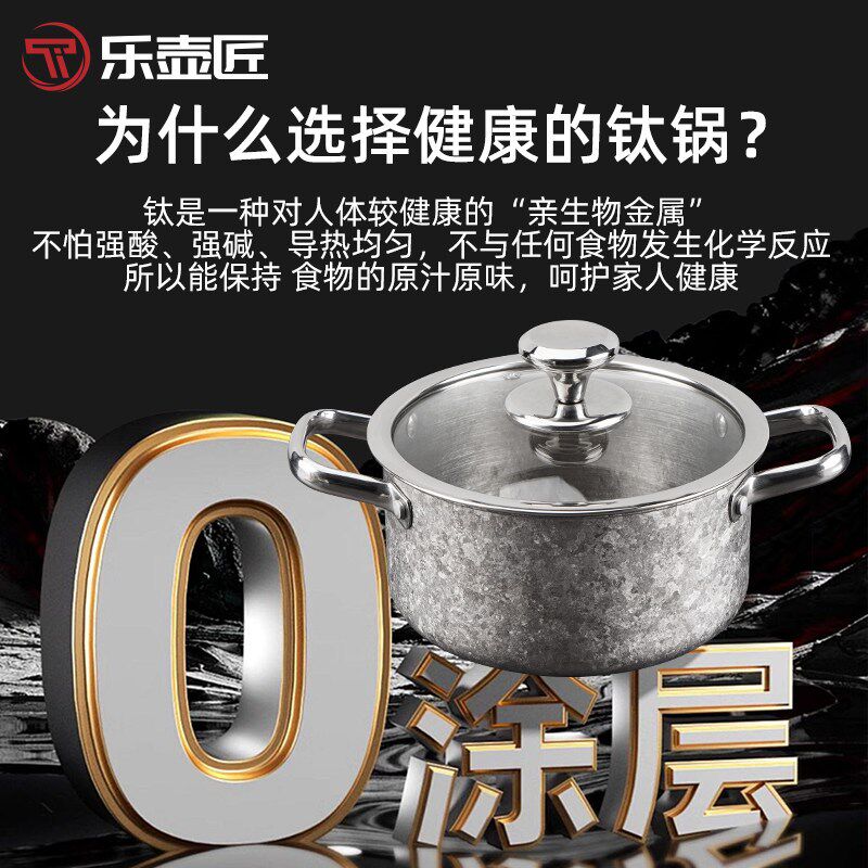 纯钛汤锅家用燃气灶电磁炉通用多功能炖汤煮面煮粥火锅双耳锅健康