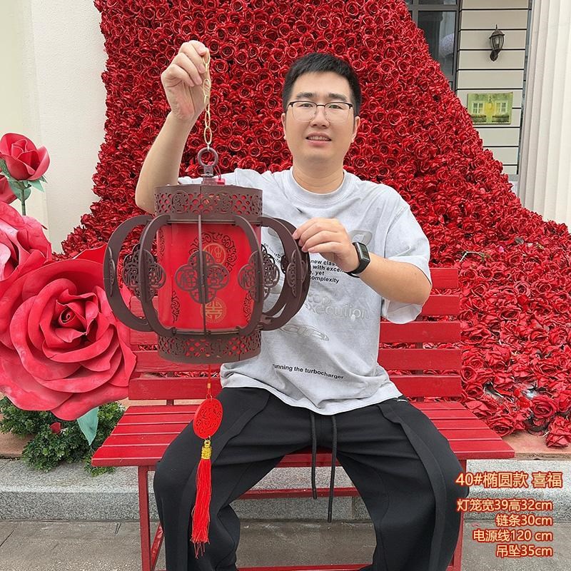 古风红灯笼挂饰2024新款阳台大门旋转走马灯高端乔迁宫灯吊饰灯笼