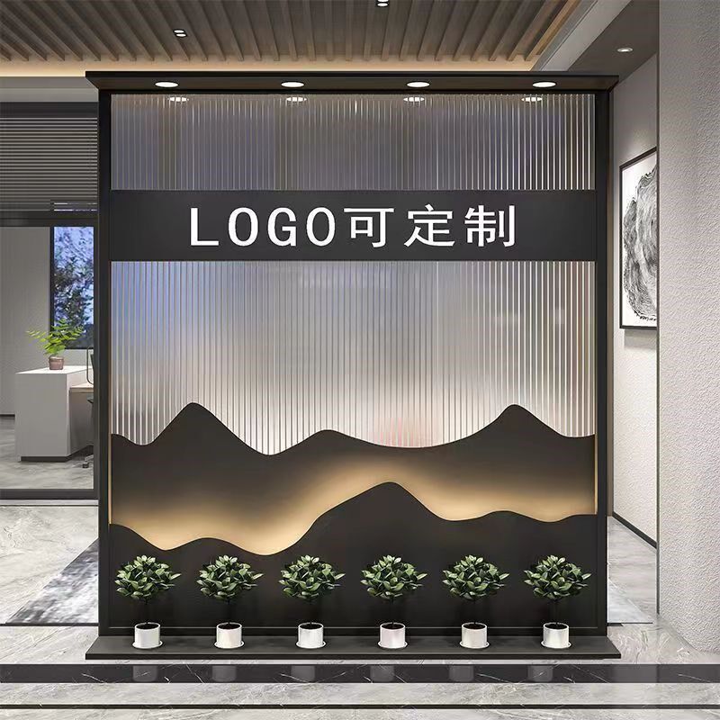 现代简约铁艺公司屏风客厅玻璃隔断办公室进门遮挡入户前台商用