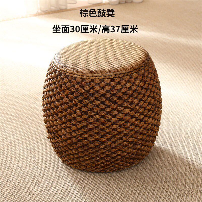 藤编坐墩茶几餐桌坐凳换鞋凳草编家用鼓凳矮凳小圆凳榻榻米小凳子