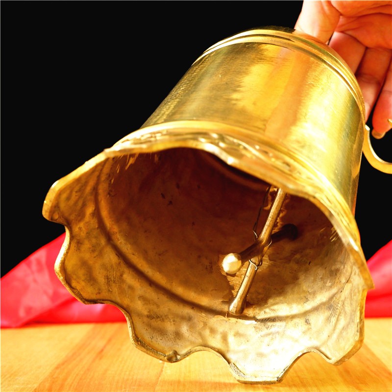 纯铜光面铜钟寺庙无字钟大号铜铃铛挂件门饰平安黄铜铜钟挂钟