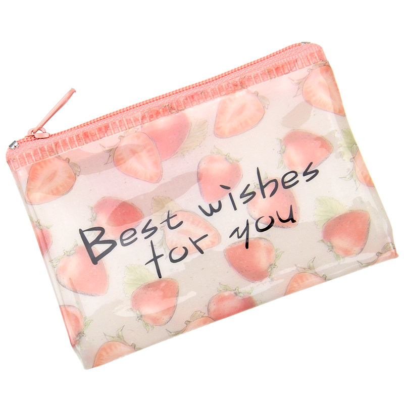 透明拉链可爱文件袋 学生资料文具收纳袋 韩国小清新塑料文件包女