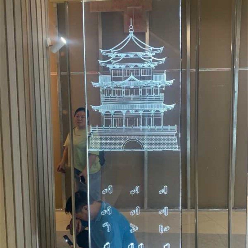 led炫彩亚克力导光板雕刻加工异型透明发光激光图文字吊桌牌定制