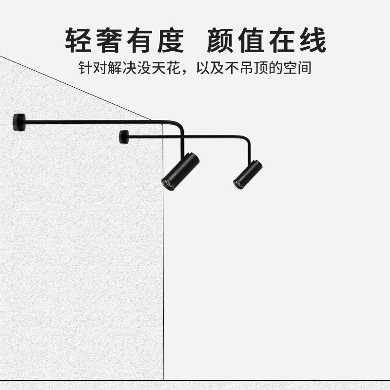 墙壁装灯长杆射灯变焦LED轨道照画灯调光展厅照画博物馆明装射灯