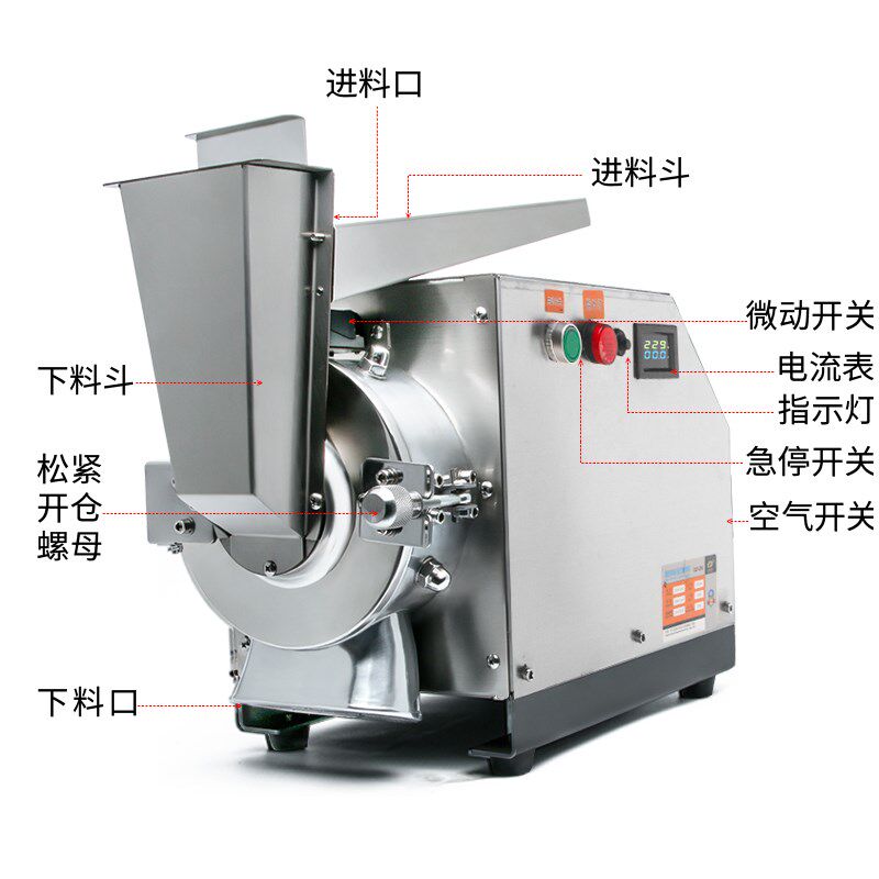瀚博流水式中药超细磨粉机商用药材粉碎机三七打粉小型家用研磨机