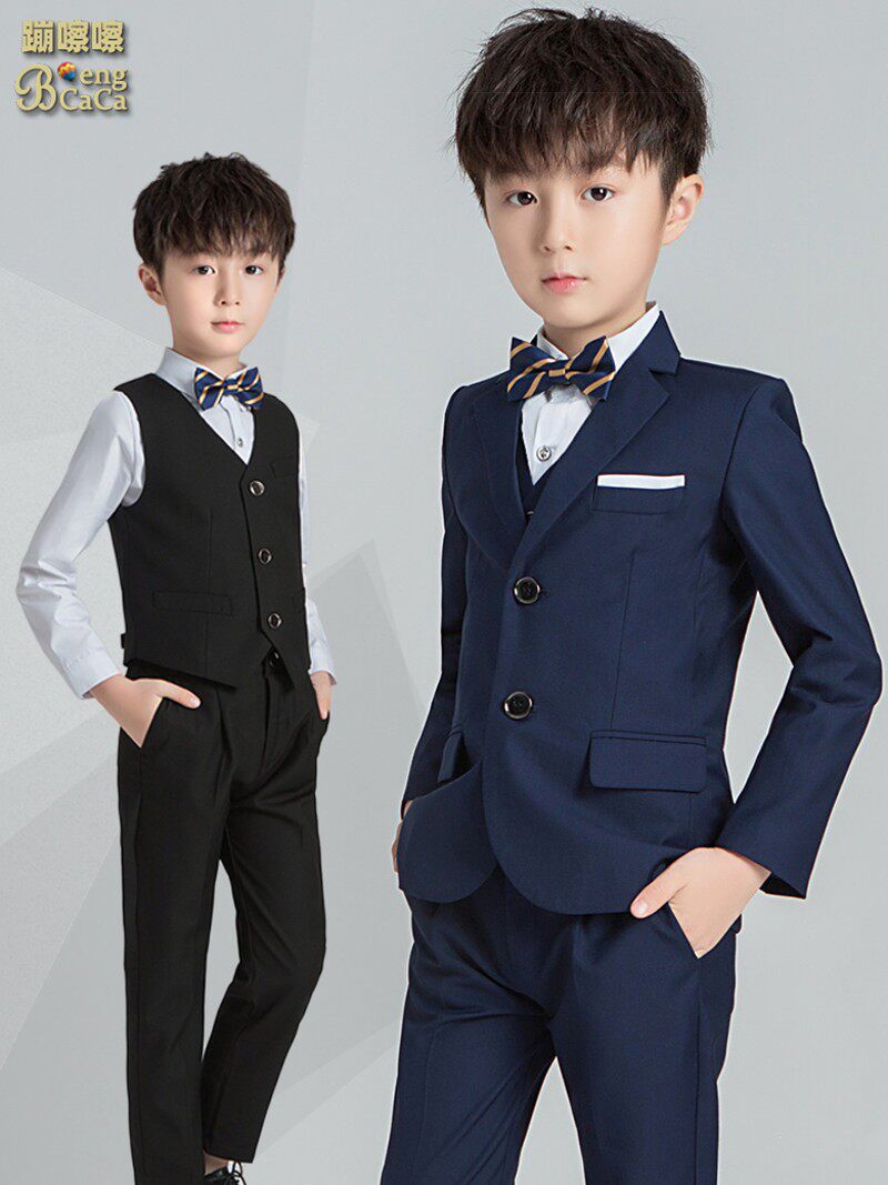 儿童西装套装花童婚礼服男童英伦西服小男孩外套中大童钢琴演出服