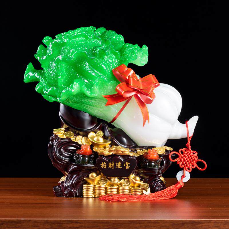 玉白菜摆件招财工艺品电视酒柜博古架装饰品客厅摆件乔迁开业送礼