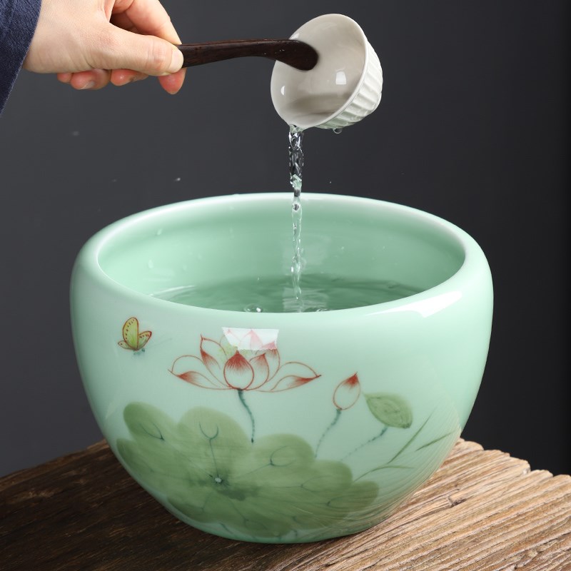 特大号茶洗陶瓷青瓷鱼缸水洗茶渣缸洗茶杯的器皿笔洗盆水盂家用办