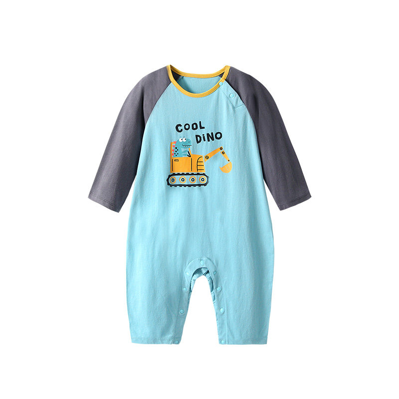 儿童连体睡衣夏季宝宝家居服薄款纯棉小男童女童连体衣长袖空调服