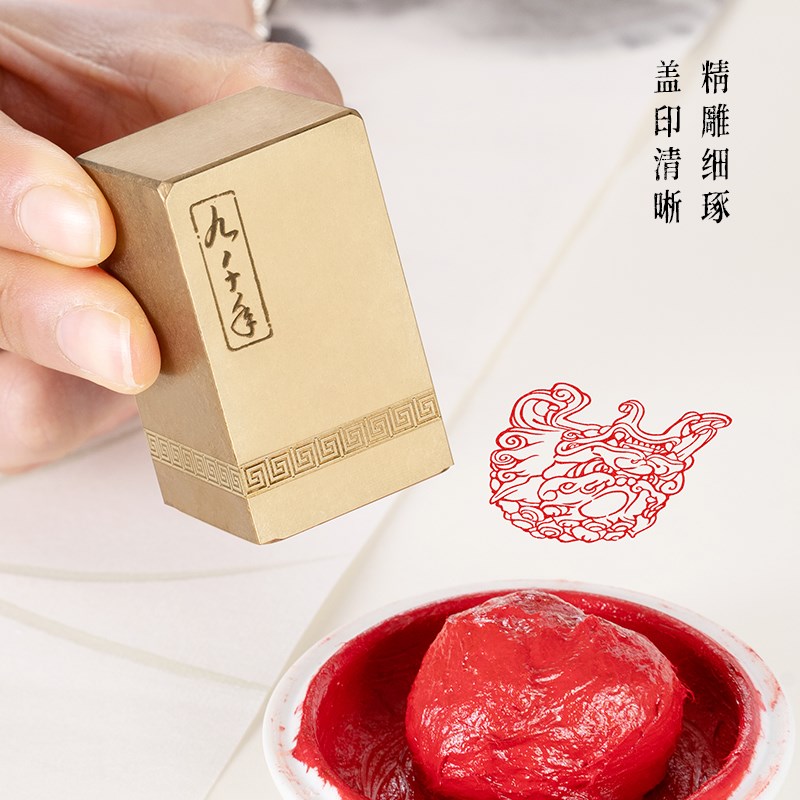 石狮3x3x5CM 金石篆刻铜制佛印闲章实心黄铜仿古金属铜书画印章