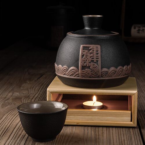 陶瓷温酒器烫酒壶家用年年有余老式仿古酒具套装白酒杯加热温酒壶
