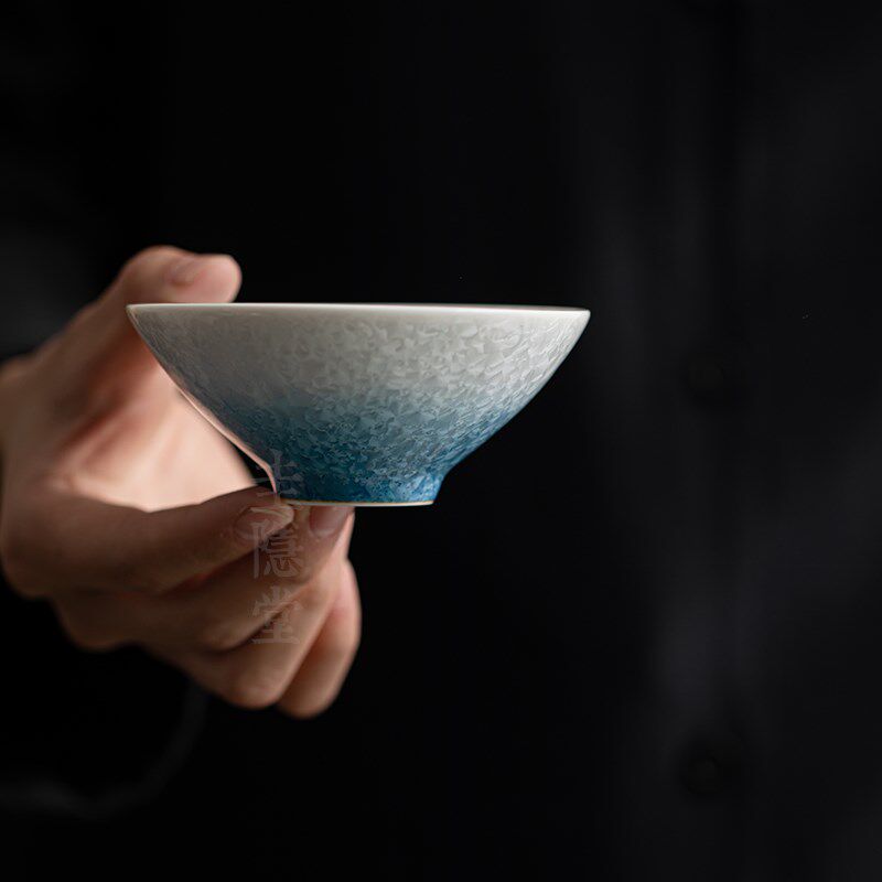 圭隐堂窑变结晶釉陶瓷斗笠茶杯家用复古主人杯单杯品茗杯闻香杯子