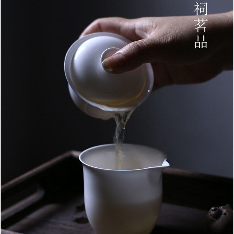 见山阁无求正宗骨瓷超薄公道杯小号纯白简约精致陶瓷分茶器