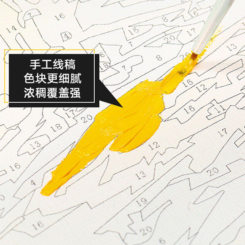 自油自画 diy数字油画填色风景油彩画玄关竖手工减压填充画白桦林