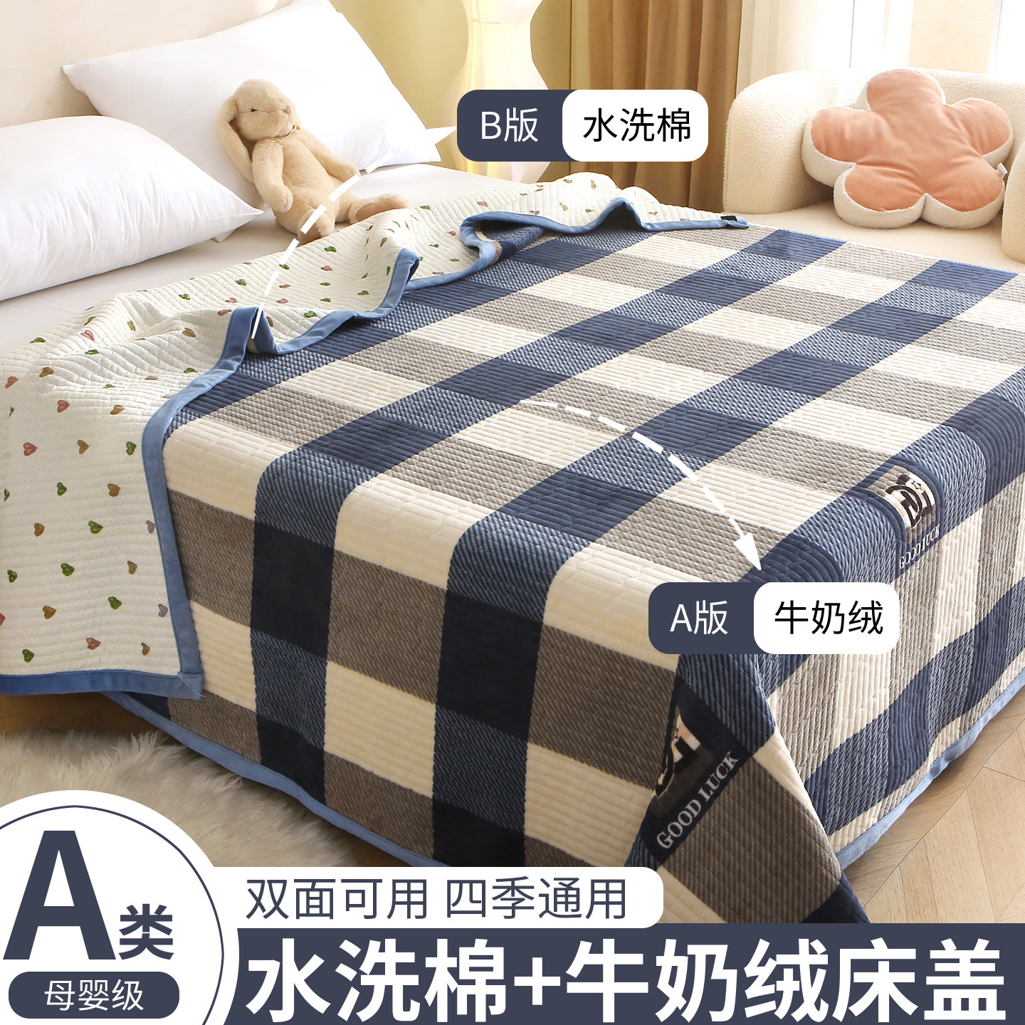牛奶绒床盖秋冬加厚夹棉加绒床垫学生宿舍保暖双面床单榻榻米床笠图片