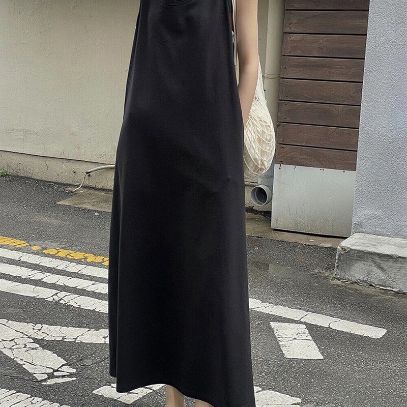 胖mm假两件背心裙女2024夏季新款大码宽松显瘦休闲无袖内搭连衣裙