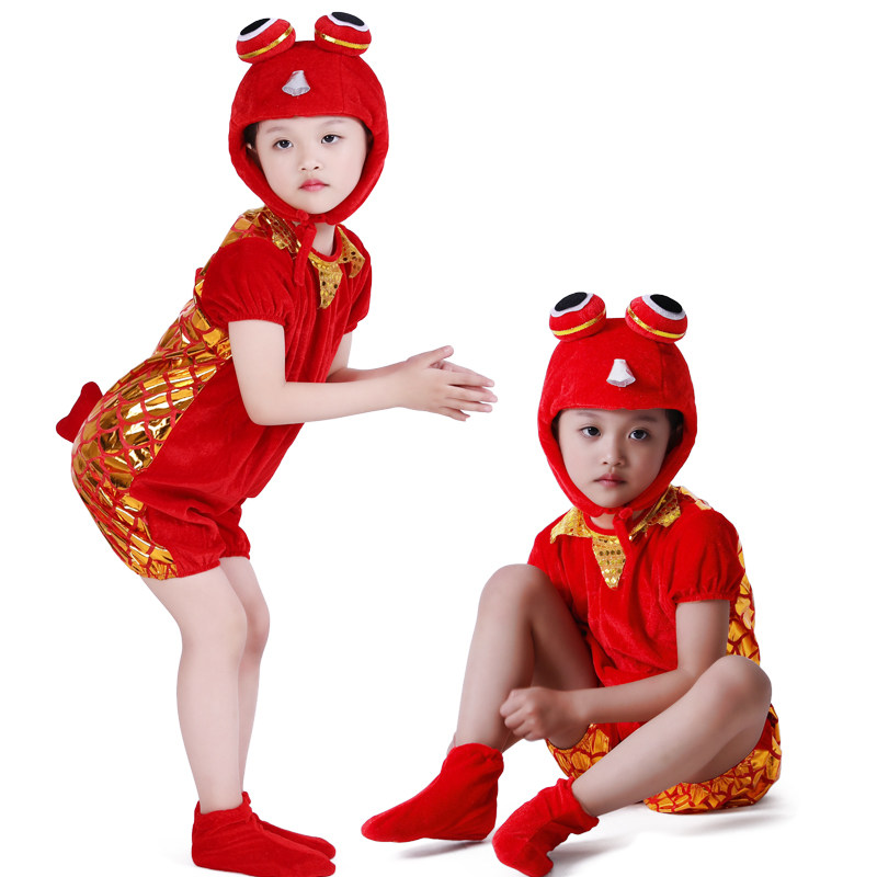 六一儿童小鱼服装夏天动物演出服幼儿园亲子装金鱼表演服小猫钓鱼