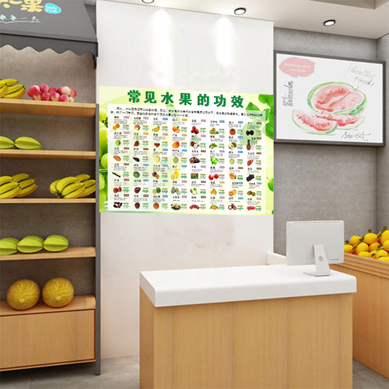 水果简介功效营养介绍水果店大挂画大图水果超市海报定制图片贴纸