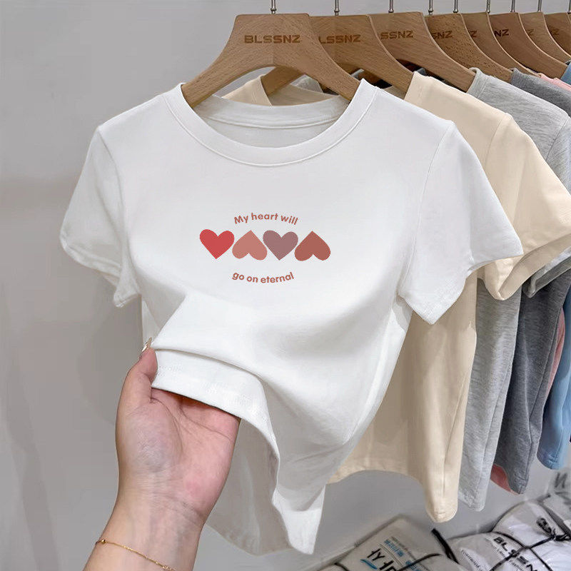 纯棉圆领短袖内搭上衣春夏2026新款时尚别致简约百搭半袖T恤女装