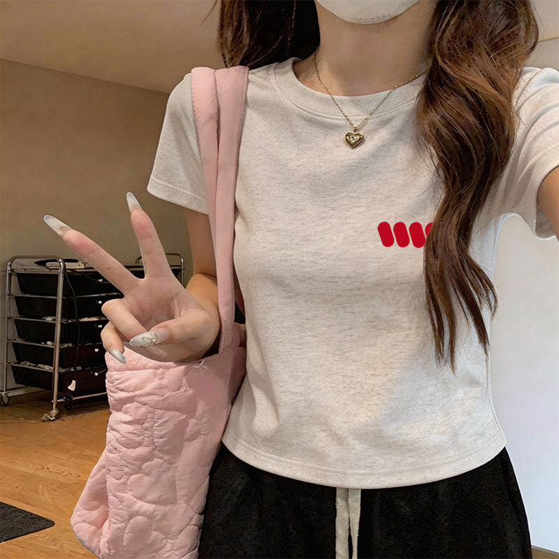 白色纯棉短袖t恤女夏季2026年新款简约字母印花短款显瘦上衣ins潮