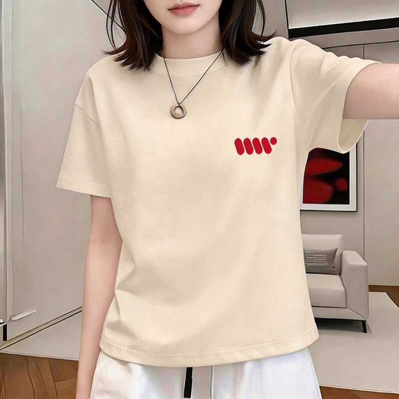 白色正肩棉质短袖t恤女装夏季新款圆领宽松色块设计感洋气上衣潮