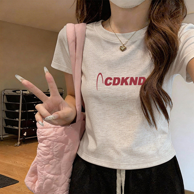 夏季短款t恤女纯棉高腰显瘦上衣