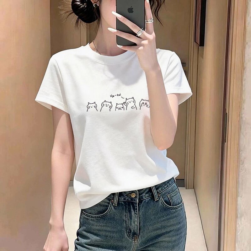白色纯棉短袖T恤女宽松显瘦内搭