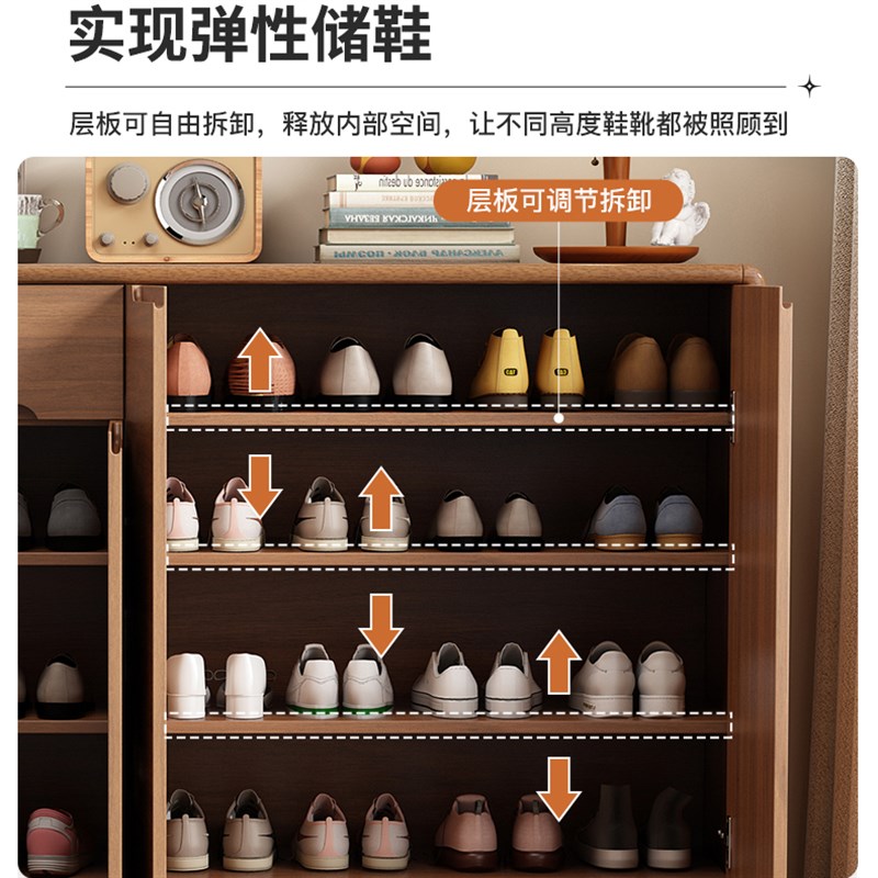 新中式实木鞋柜大容量家用门口入户玄关隔断楼道走廊进门收纳柜