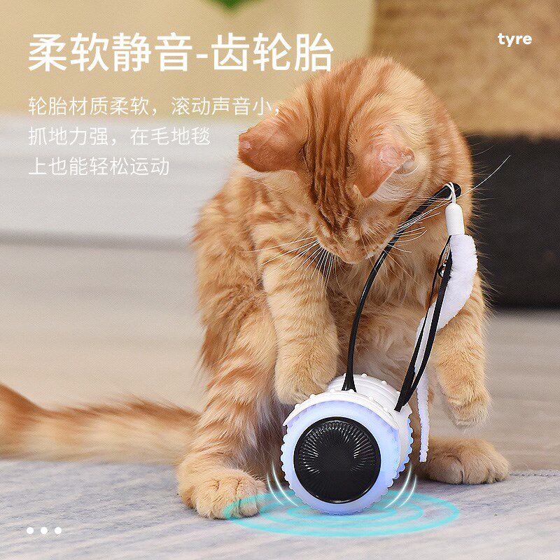猫咪玩具遥控逗猫车 LED充电互动解闷逗猫棒羽毛智能感应电动逗猫