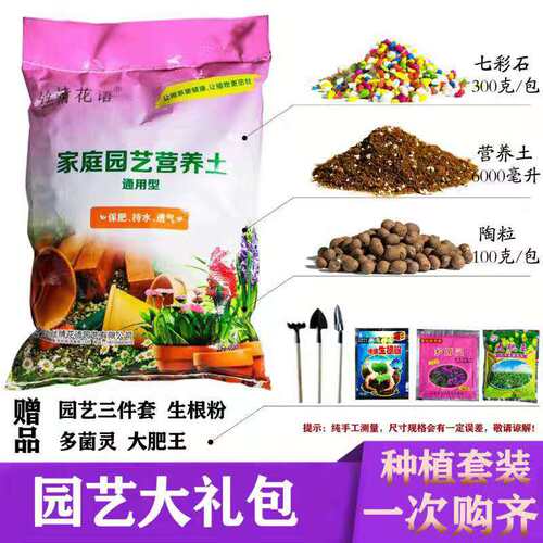有机营养土泥炭土花肥 喷水壶家用园艺工具 彩色石头铺面石头陶粒
