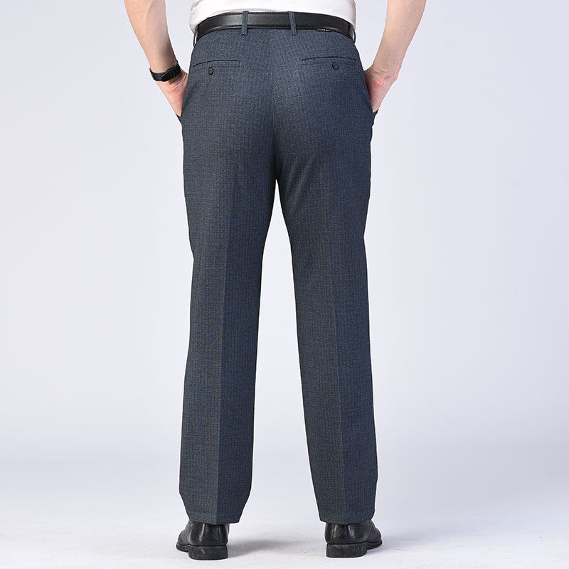 春秋夏季薄款中老年人休闲裤男裤爸爸装老人宽松高腰西裤中年厚款